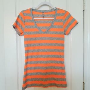 Heart Hips Neon Stripped Short Sleeve Top